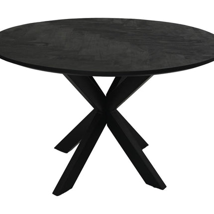 Ronde Eettafel Mozaiek-140x140x77-Zwart-Mango/Metaal