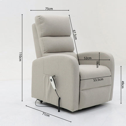 Electrische relax met lift 'Bruges' Stof Lichtgrijs (1c)