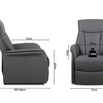Electrische Relax met lift 'Miami' PU Grijs (1c)