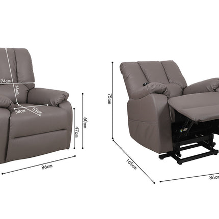 Electrische Relax met lift 'Osaka' PU Taupe (1c)