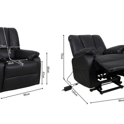 Electrische Relax met lift 'Osaka' PU Zwart (1c)