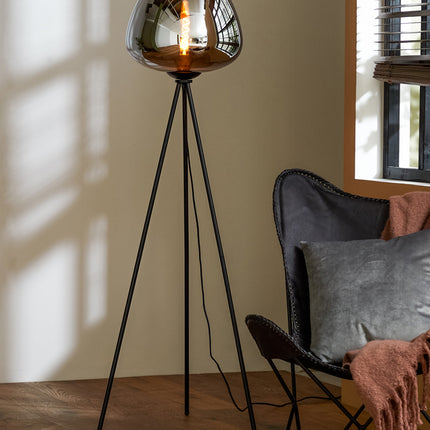 Floor lamp tripod Ã˜42x146 cm MAYSON glass smoked+matt black