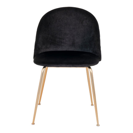 Geneve Dining Chair - Chair in black velvet with legs in brass look (set of 2)