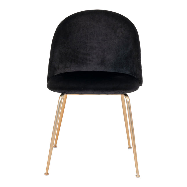 Geneve Dining Chair - Chair in black velvet with legs in brass look (set of 2)