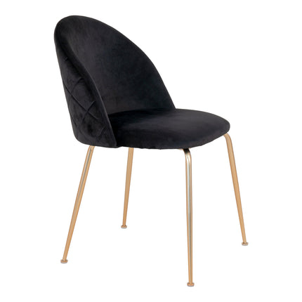 Geneve Dining Chair - Chair in black velvet with legs in brass look (set of 2)