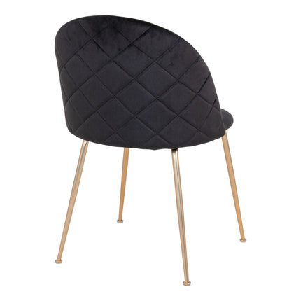 Geneve Dining Chair - Chair in black velvet with legs in brass look (set of 2)