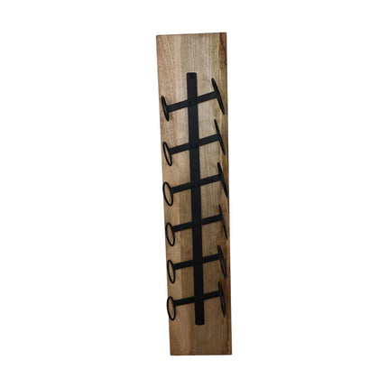 Hängendes Weinregal für 6 Flaschen – 20 x 13 x 100 – Natur/Schwarz – Mangoholz/Metall