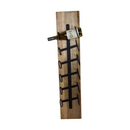 Hängendes Weinregal für 6 Flaschen – 20 x 13 x 100 – Natur/Schwarz – Mangoholz/Metall