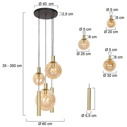 Hanglamp Bollique 3801ME messing