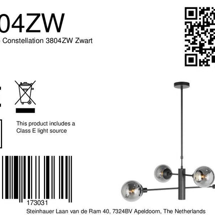 Hanglamp Constellation 3804ZW Zwart met onderlicht