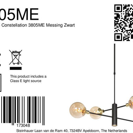 Hanglamp Constellation 3805ME amber bollen met onder licht