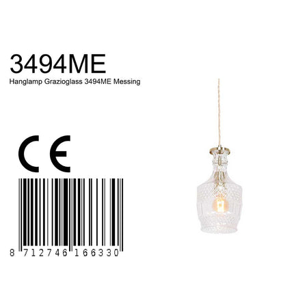 Hanglamp Grazio Glass 3494ME Messing