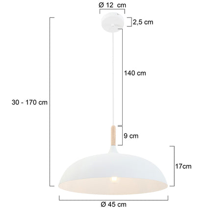 Hanglamp wit 45cm *M*