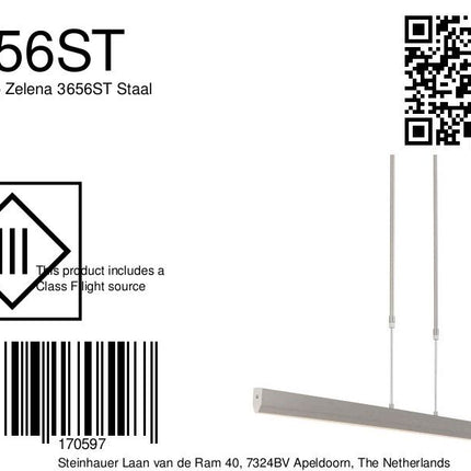 Hanglamp Zelena 3656ST Staal