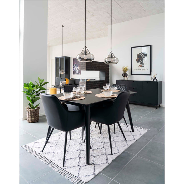 Harbo Dining Chair - Chair in black PU with black legs (set of 2)