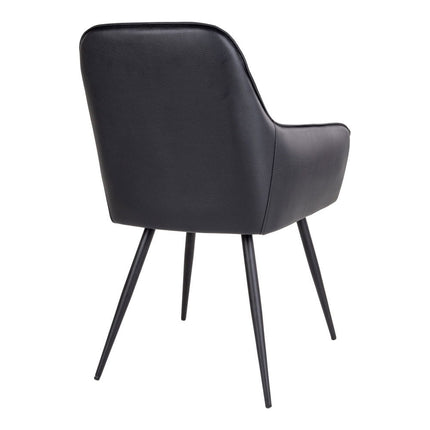Harbo Dining Chair - Chair in black PU with black legs (set of 2)