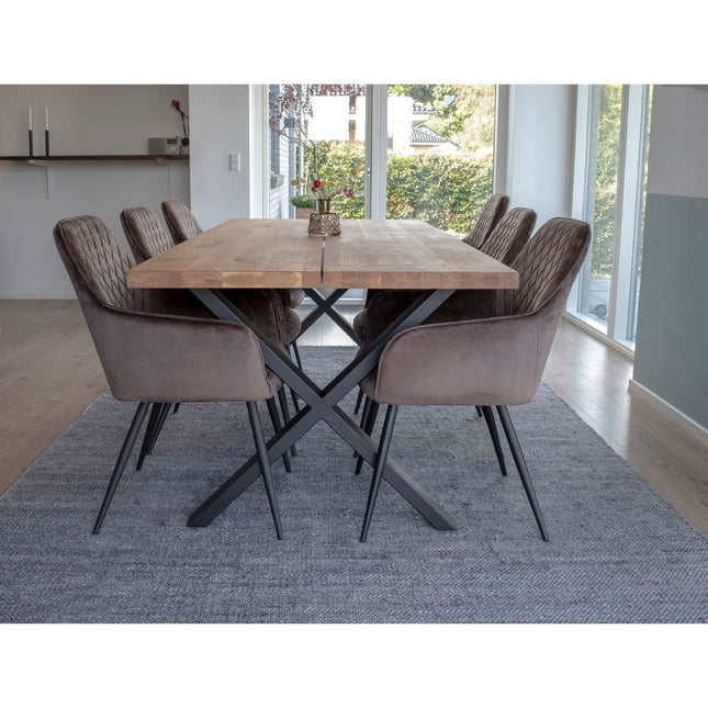 Harbo Dining Chair - Chair in mushroom velvet with black legs (set of 2)