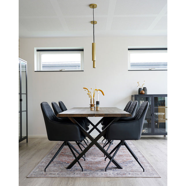 Harbo Dining Chair with Swivel - Chair with swivel in black PU with black legs HN1223