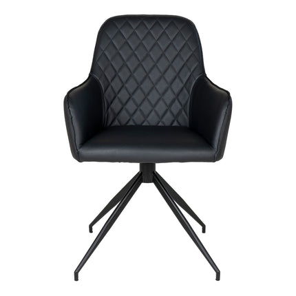 Harbo Dining Chair with Swivel - Chair with swivel in black PU with black legs HN1223