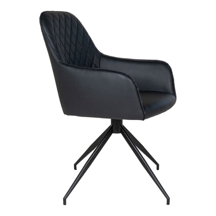 Harbo Dining Chair with Swivel - Chair with swivel in black PU with black legs HN1223