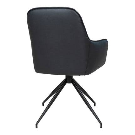 Harbo Dining Chair with Swivel - Chair with swivel in black PU with black legs HN1223
