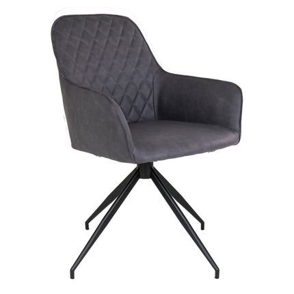 Harbo Dining Chair with Swivel - Chair with swivel in dark grey PU with black legs HN1221