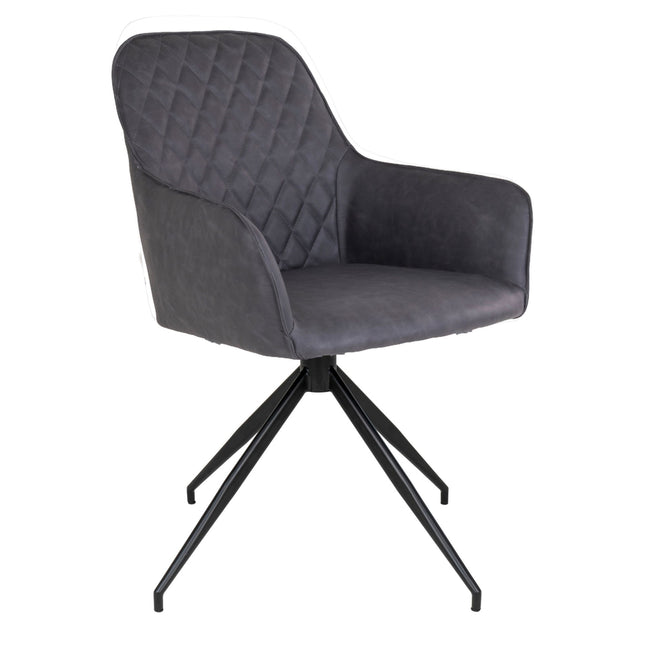 Harbo Dining Chair with Swivel - Chair with swivel in dark grey PU with black legs HN1221
