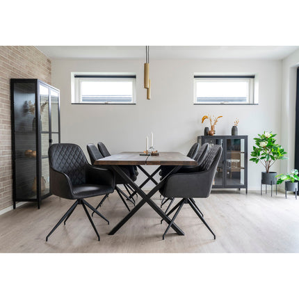 Harbo Dining Chair with Swivel - Chair with swivel in dark grey PU with black legs HN1221