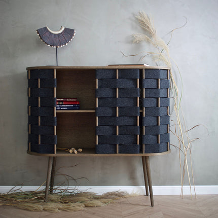 Felt high chest, smoked oak, 120cm