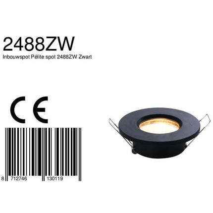 Inbouwspot Pélite spot 2488ZW Zwart
