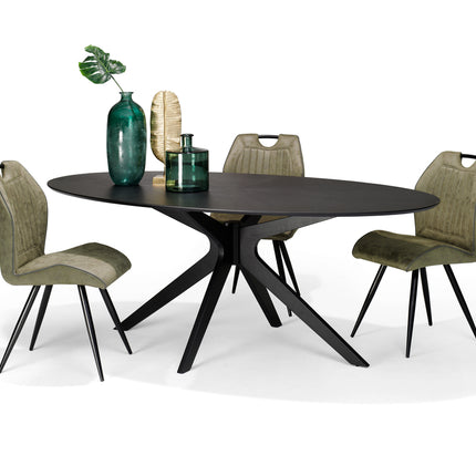 Julia 200X110 Eetkamertafel Ovaal Zwart Eiken
