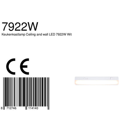Keukenkastlamp Ceiling and wall 7922W Wit