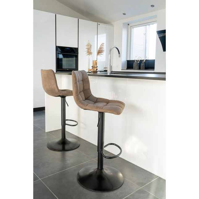 Middelfart Bar Chair - Bar chair in light brown with black legs - set of 2