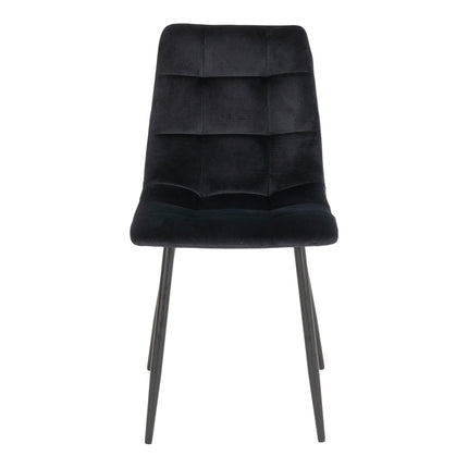 Middelfart Dining Chair - Chair in black velvet with black legs (set of 2)