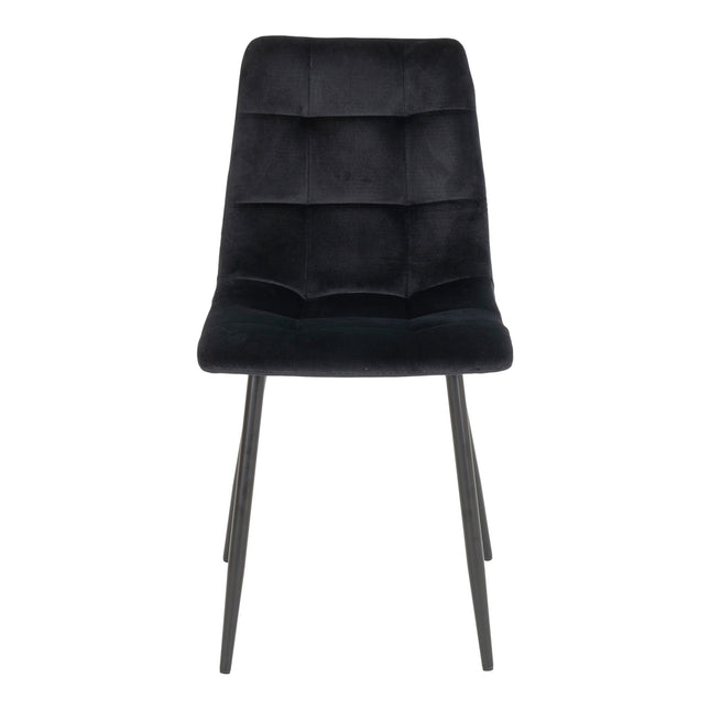 Middelfart Dining Chair - Chair in black velvet with black legs (set of 2)