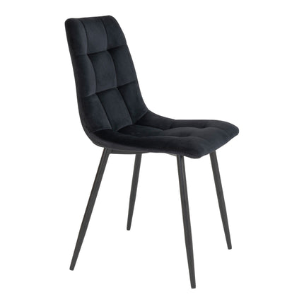 Middelfart Dining Chair - Chair in black velvet with black legs (set of 2)