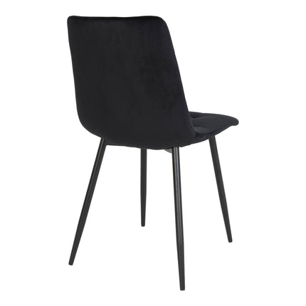 Middelfart Dining Chair - Chair in black velvet with black legs (set of 2)
