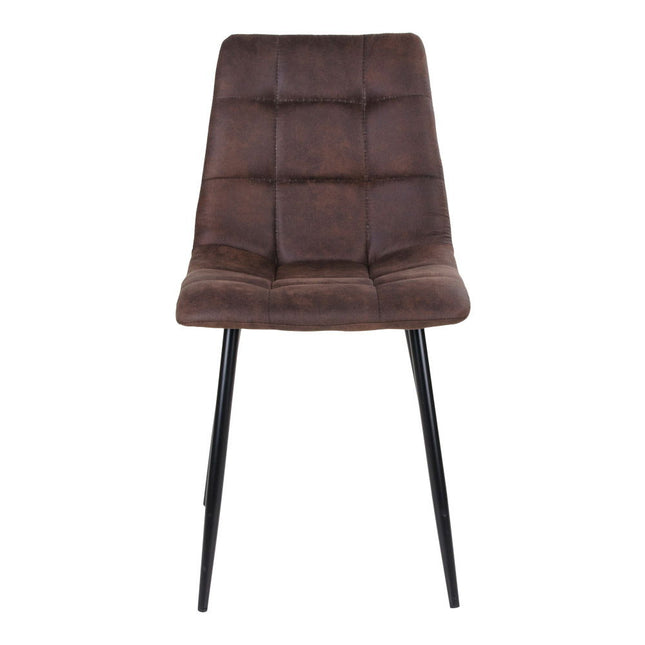 Middelfart Dining Chair - Chair in dark brown microfiber with black legs (set of 2)