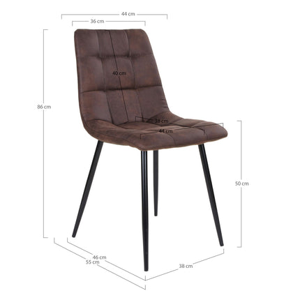 Middelfart Dining Chair - Chair in dark brown microfiber with black legs (set of 2)