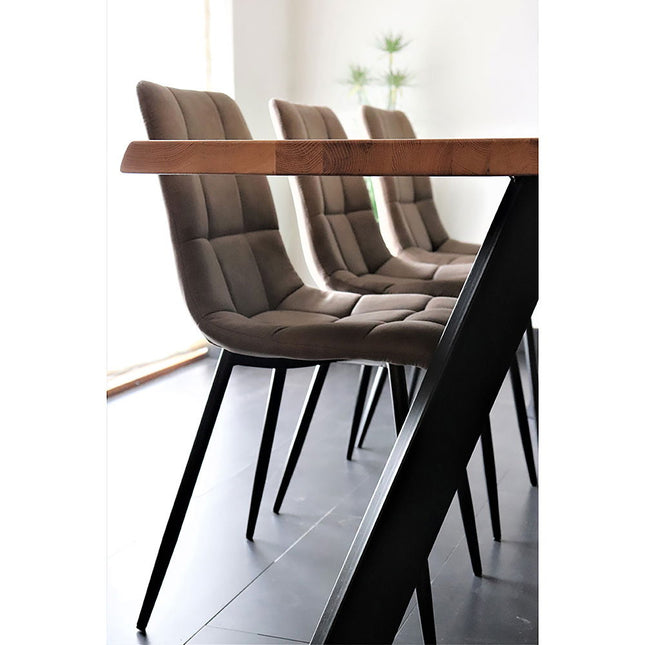 Middelfart Dining Chair - Chair in light brown microfiber with black legs (set of 2)