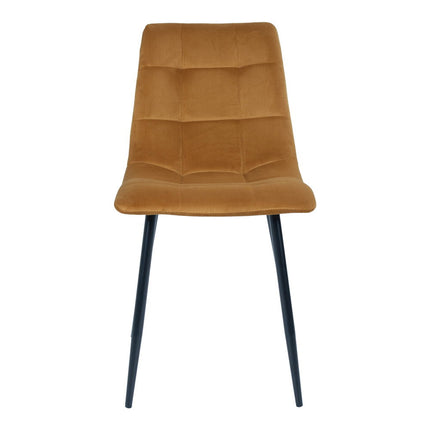 Middelfart Dining Chair - Chair in mustard yellow velvet with black legs (set of 2)