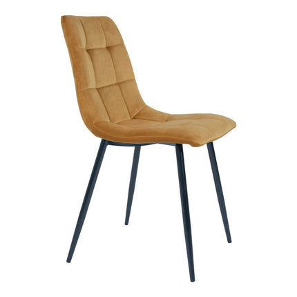 Middelfart Dining Chair - Chair in mustard yellow velvet with black legs (set of 2)