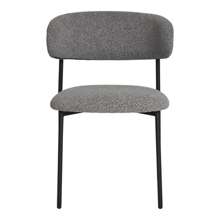 Dining chair, bouclé, light grey with black legs, HN1268 (set of 2)