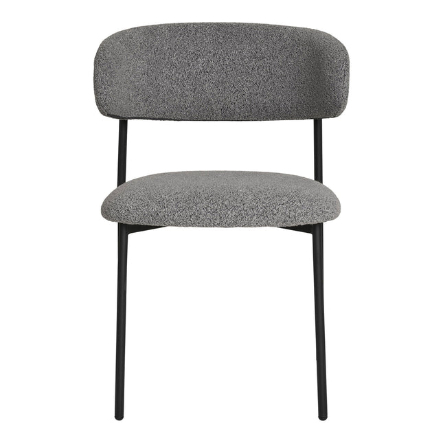 Dining chair, bouclé, light grey with black legs, HN1268 (set of 2)