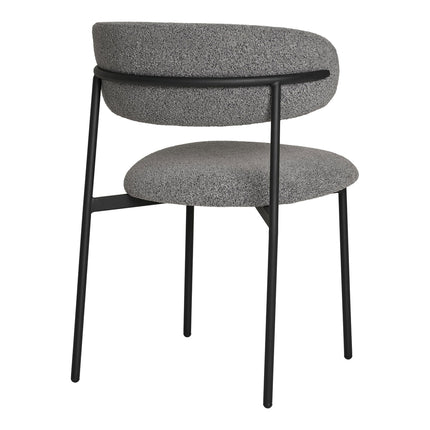 Dining chair, bouclé, light grey with black legs, HN1268 (set of 2)