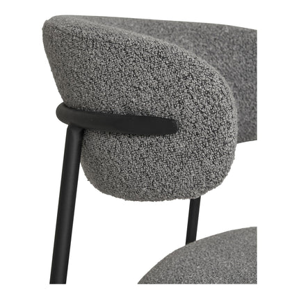 Dining chair, bouclé, light grey with black legs, HN1268 (set of 2)
