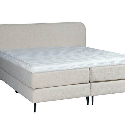 Bouclé Boxspring Beige 140x200