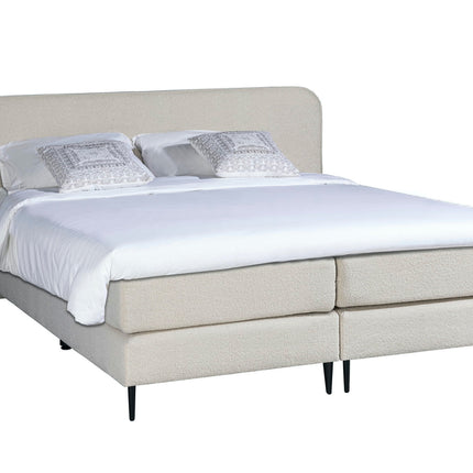 Bouclé Boxspring Beige 140x200