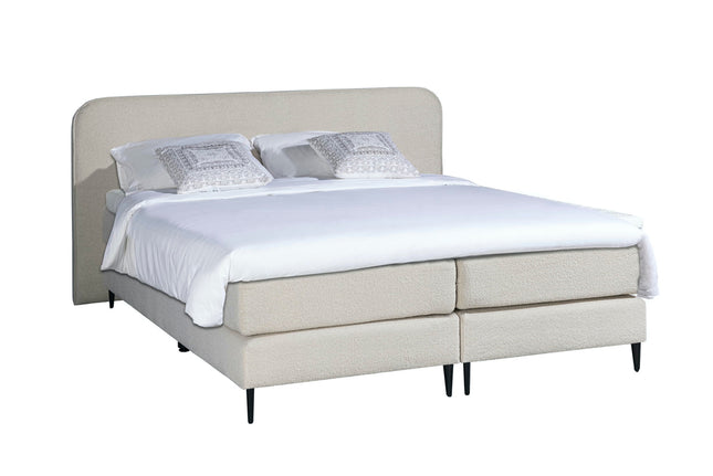 Bouclé Boxspring Beige 180x210
