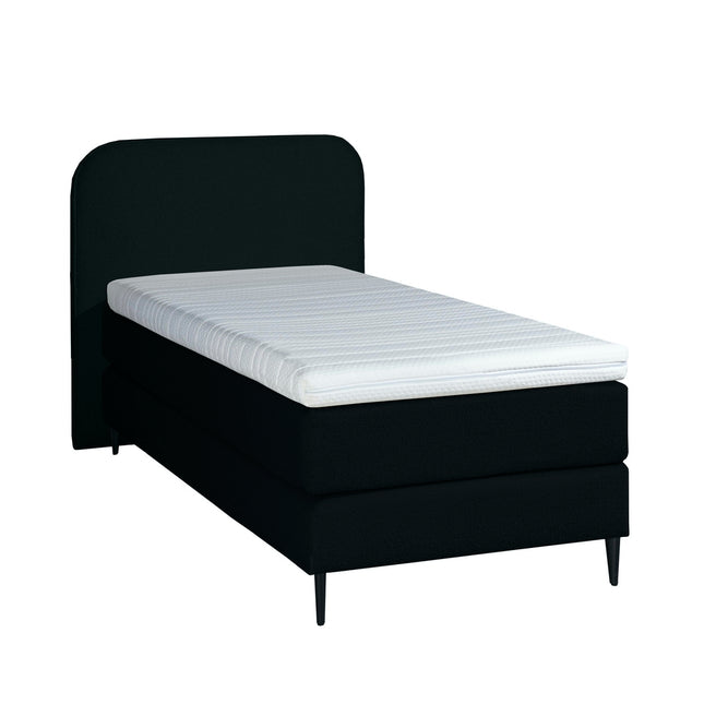 Bouclé Eenpersoons Boxspring Zwart 90x200